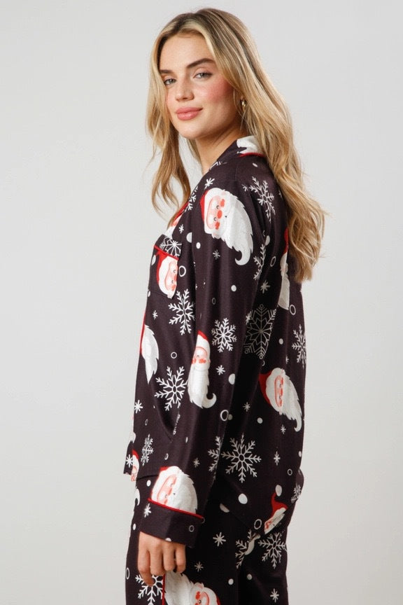 Christmas Women Printed Casual Long-Sleeve Top and Pajama Two-Piece Set 18