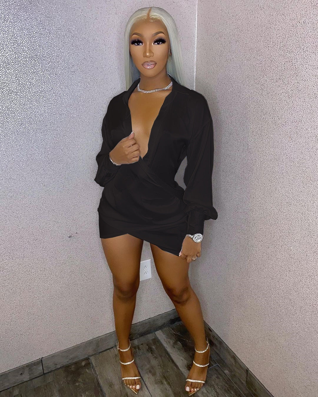 Women's Clothes Sexy Nightclub Deep V Low Cut Dress 6