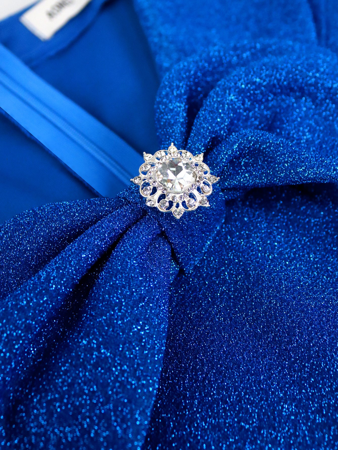 Women bow tie Turndown Collar short sleeve pleated Formal Party dress 7