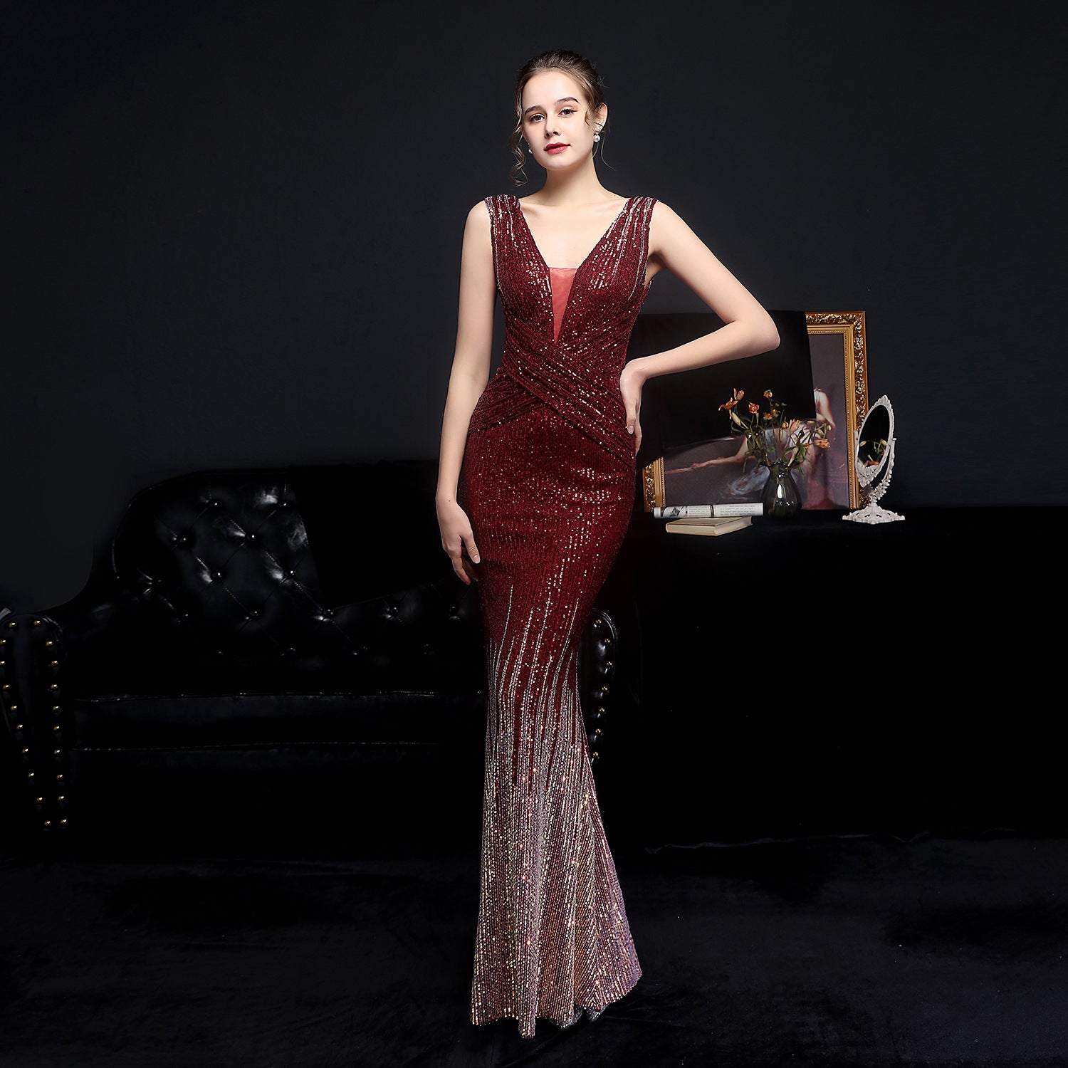 Summer Formal Sleeveless v-Neck Elegant Evening Dress 5