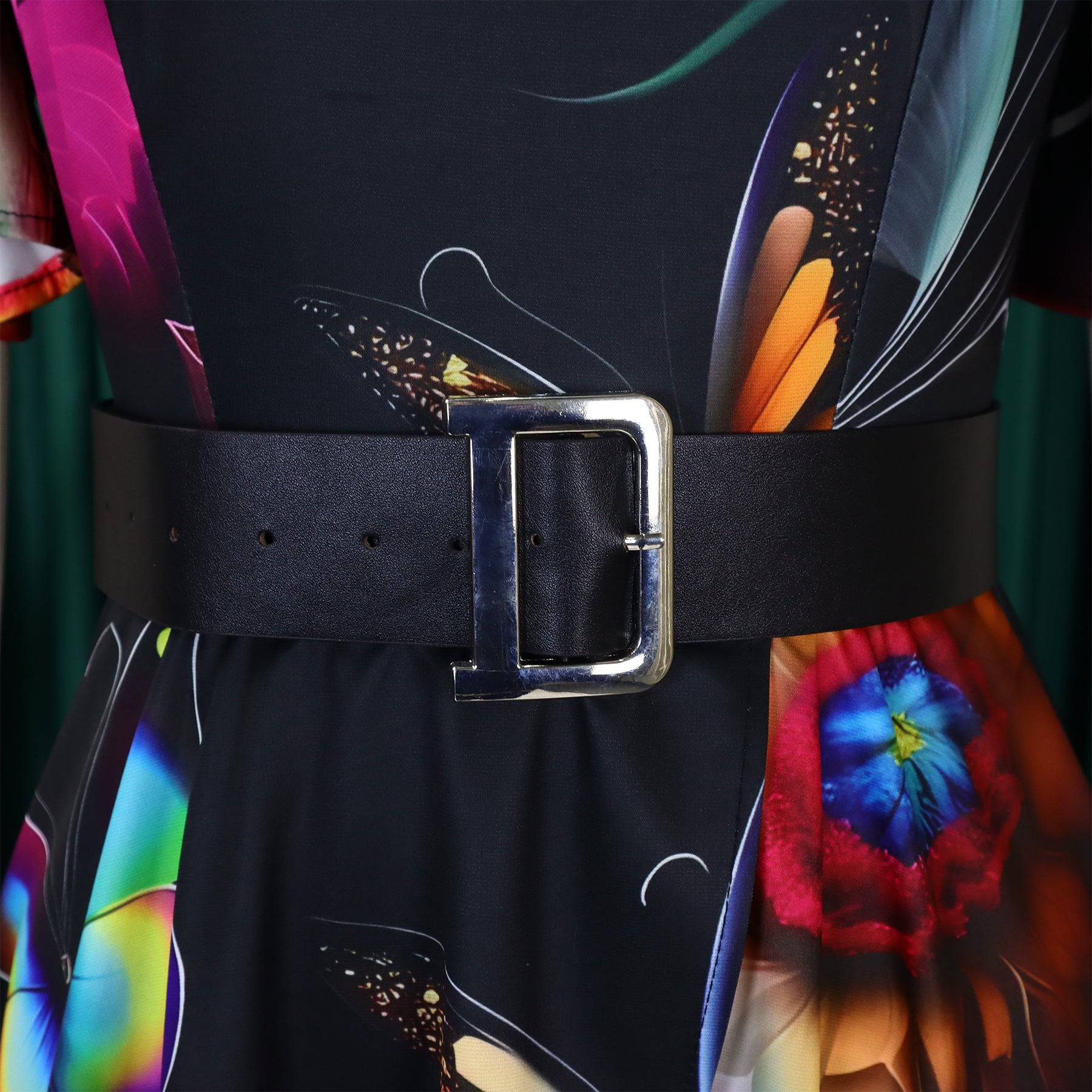 Summer Fashion Chic Women's Belt Print African Plus Size Midi Dress 45