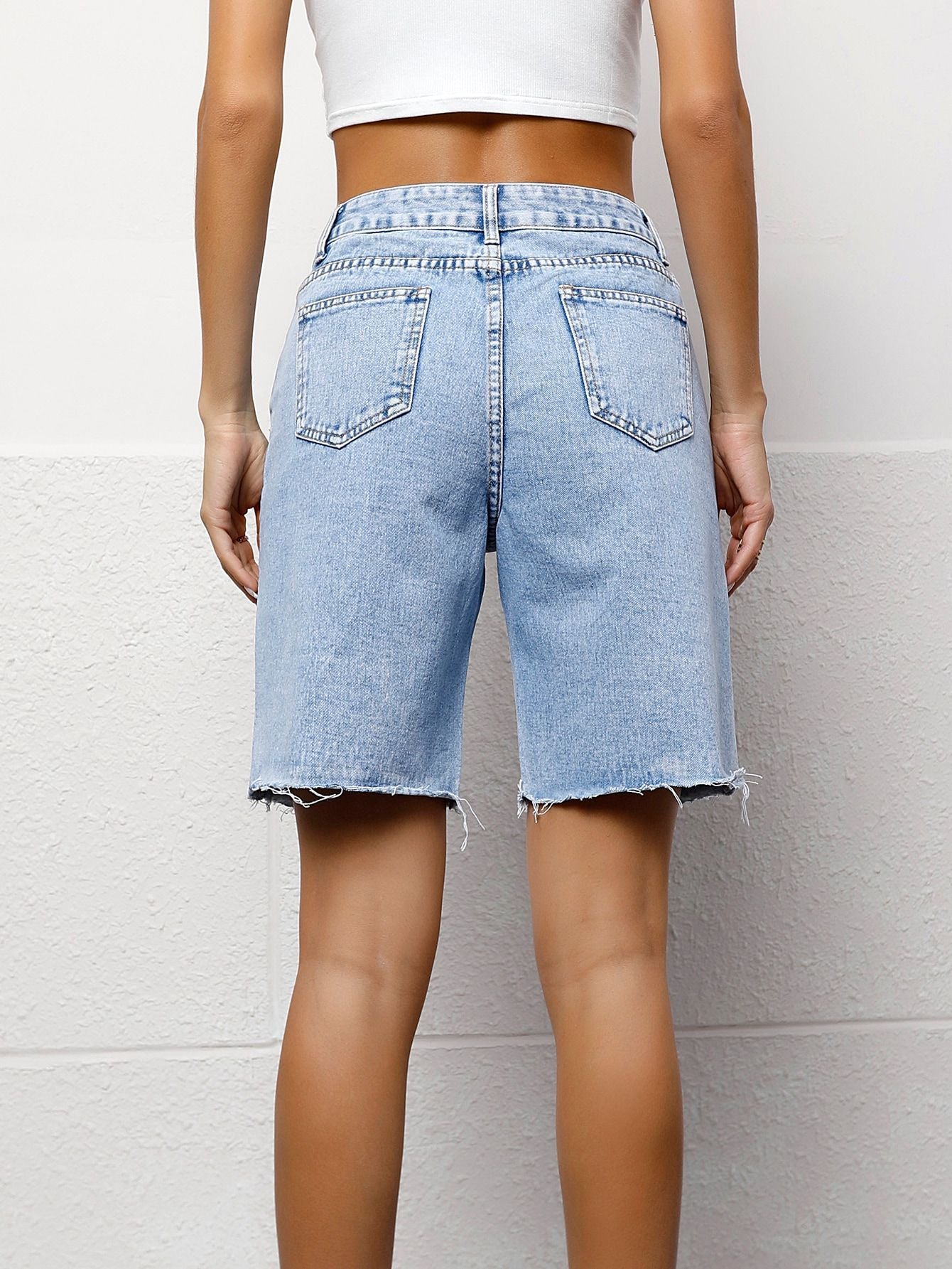 Women Casual Washed Denim Shorts 8