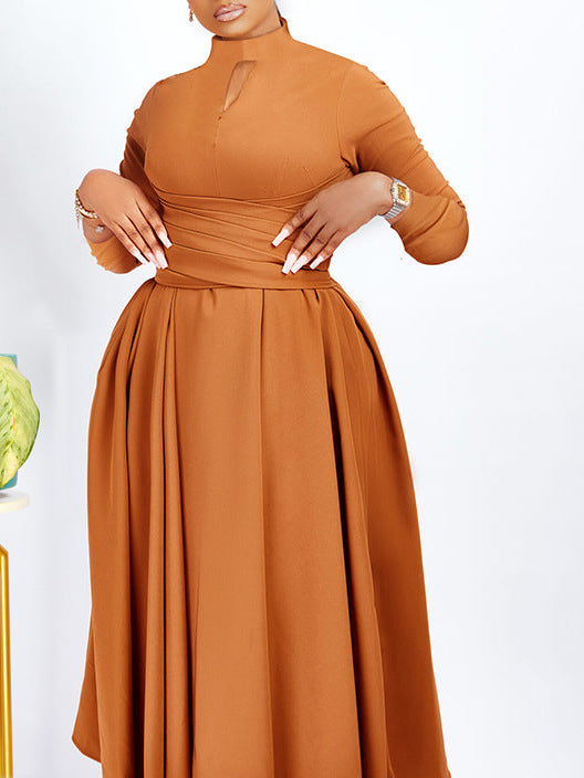 Women's Fashion Chic Pleated African Plus Size Swing Dress 5