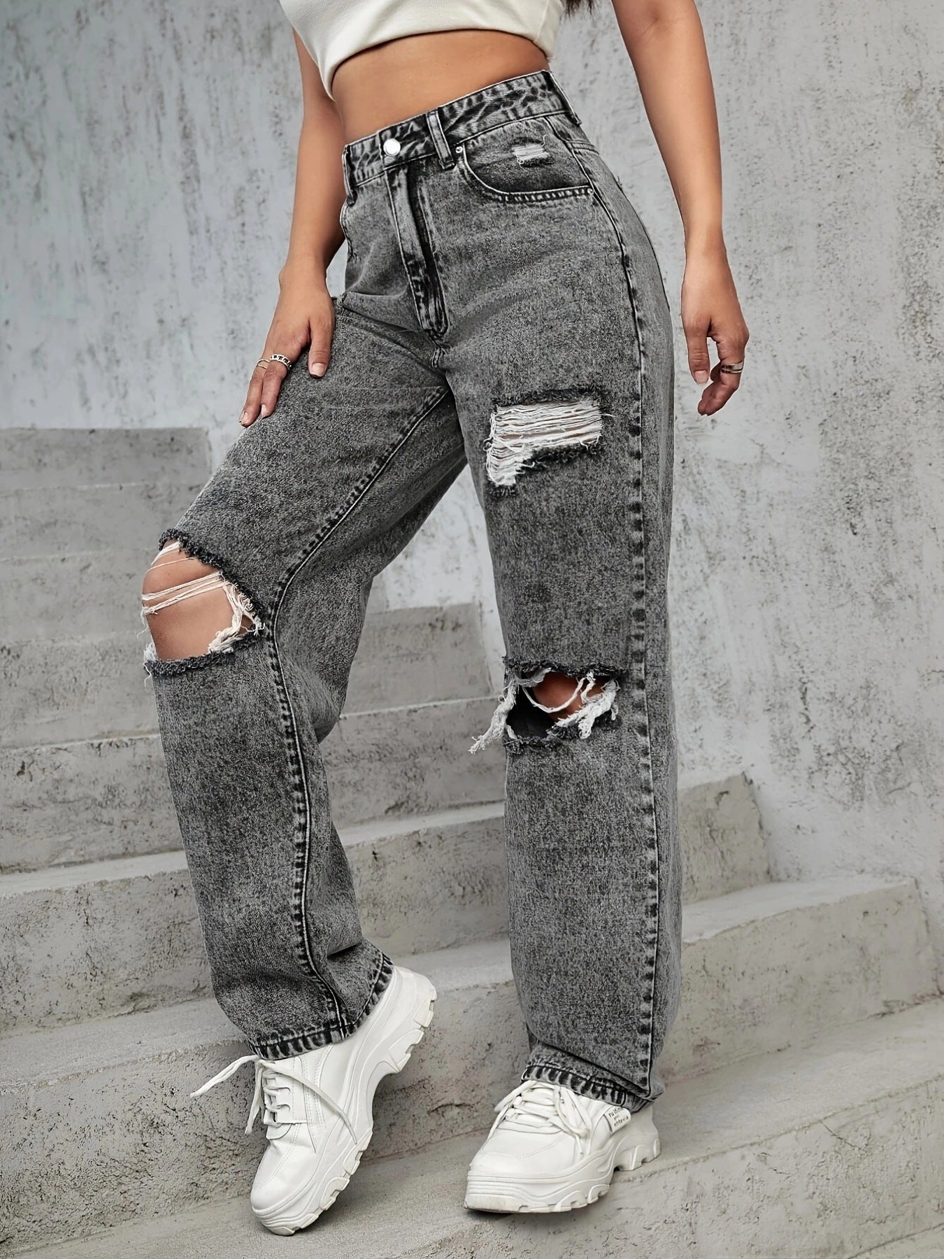 Fashion Jeans Women's Fashion Trends Ripped Denim Pants 3