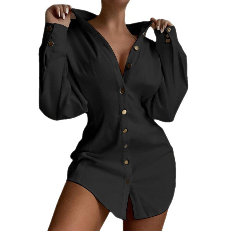 Fall Fashion Print Slim Waist Button Blouse Long Sleeve Shirt 9