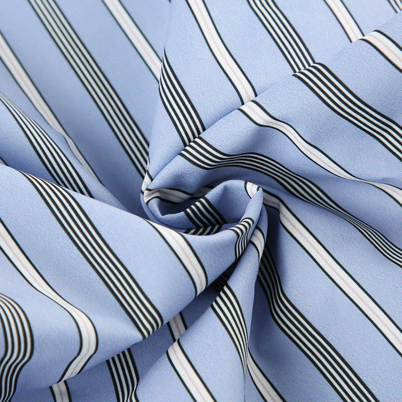 Women Summer Multi-Color Striped Lace Up Loose Wide Leg Pants 19