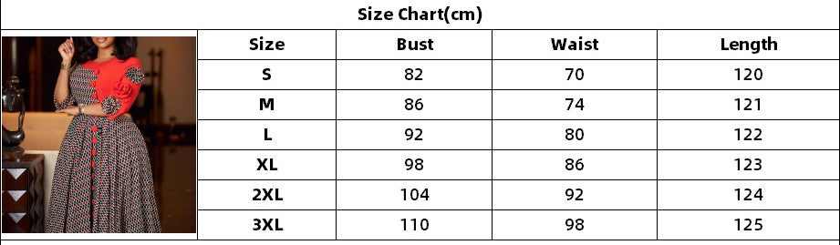 Women Elegant Round Neck 3/4 Sleeve Print Patchwork African Dress 9