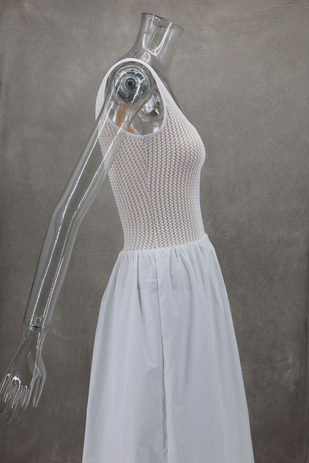 Fashion Summer Sleeveless Mesh Patchwork Sleeveless Slim Chic Dress 8