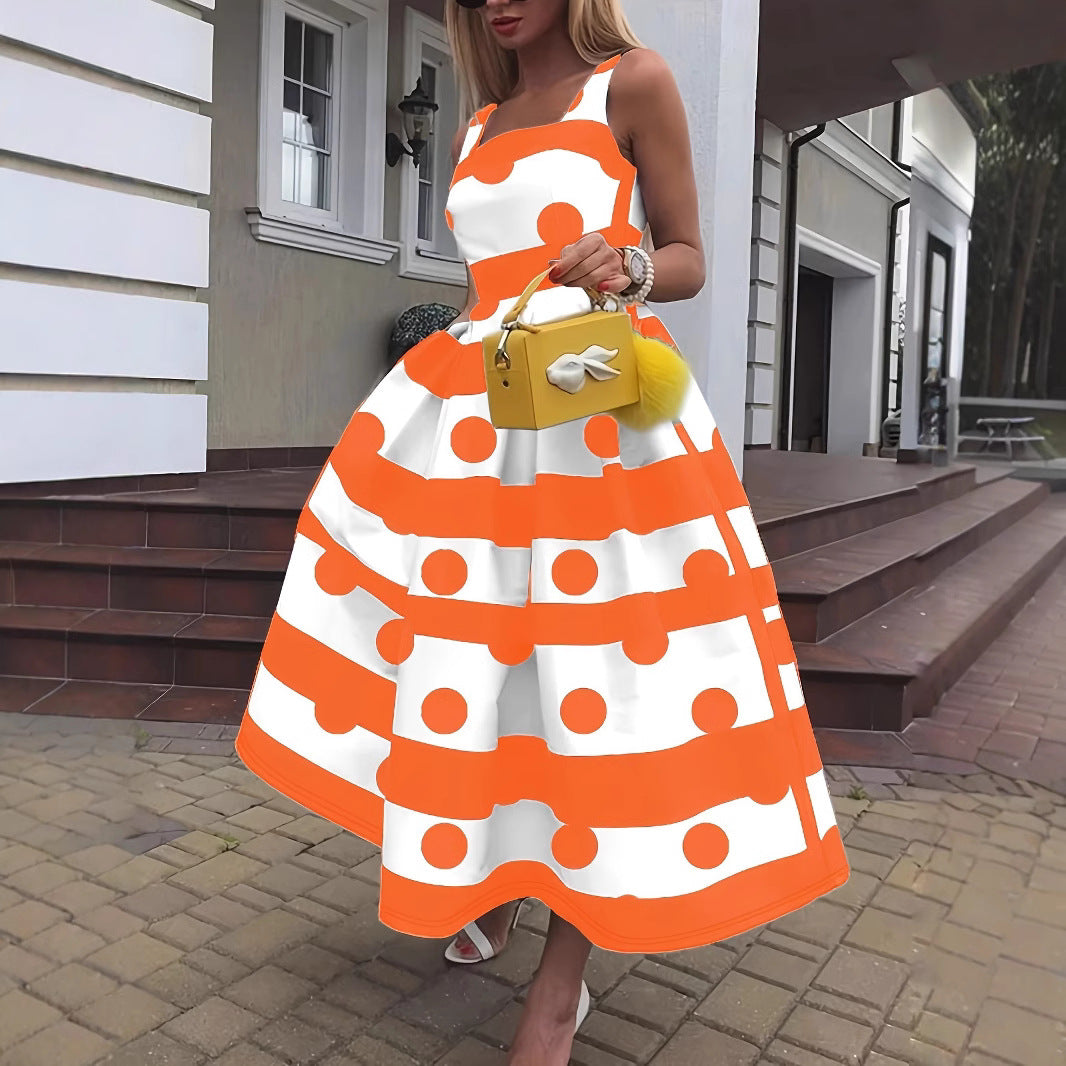 Women's Striped Fashion Summer Strap Sexy A-Line Long Dress 5