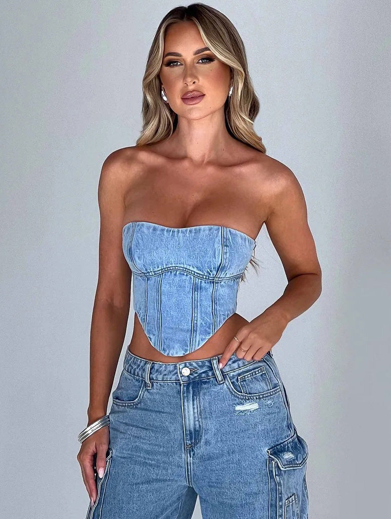 Pockets Denim Cargo Pants Loose Casual Trousers 5