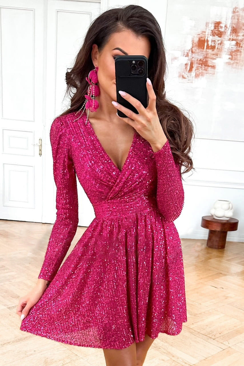 Casual Fashion Long Sleeve Women's Party Sequin Loose Dress 5