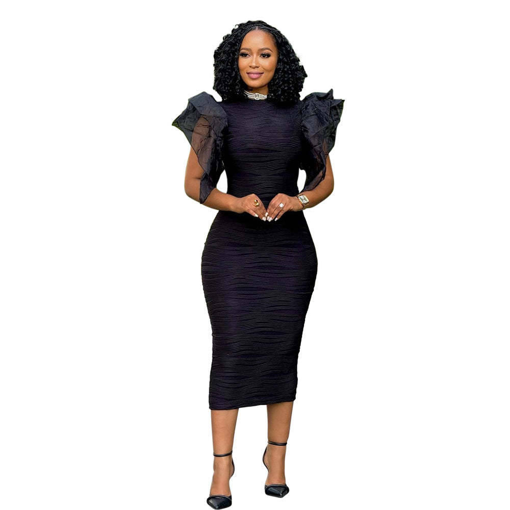 Women Summer Africa Patchwork Ruffle Sleeve Dress 10