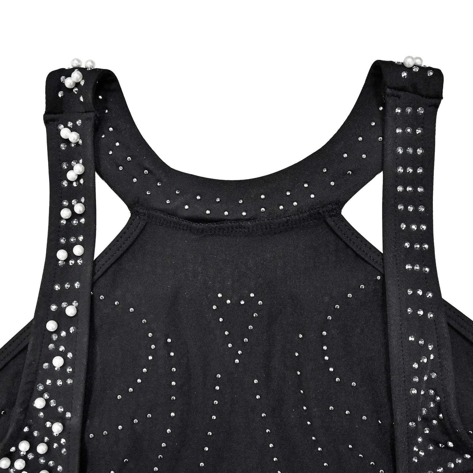 Women Solid Beaded Slit Backless Dress 19