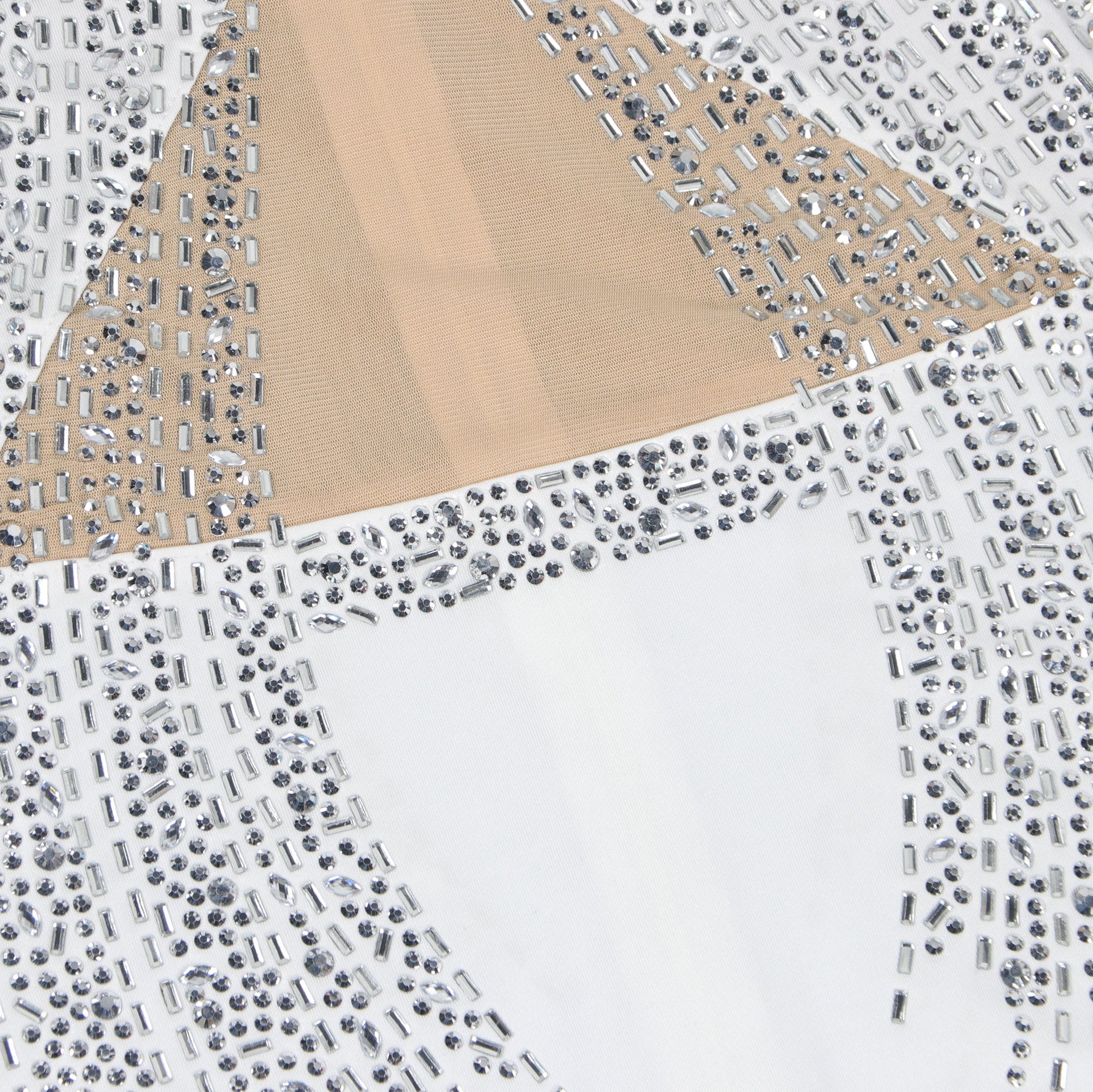 Women Beaded Mesh See-Through Patchwork Sleeveless Slit Dress 32