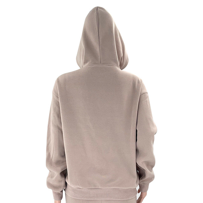 Fall Winter Solid Color Long Sleeve Hoodie Pants Women's Fashion Casual Tracksuit Two Piece Set 35