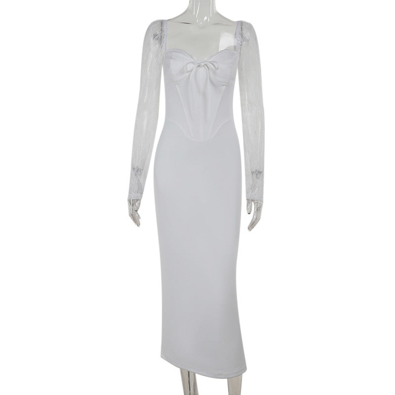 Women Sexy Lace Long Sleeve Bodycon Dress 6