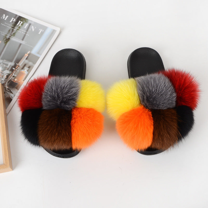 Women Multi-Color Furry Slippers 11