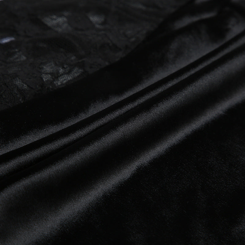 Sexy Lace Patchwork Solid Color Chic Elegant Slim Long Skirt 19