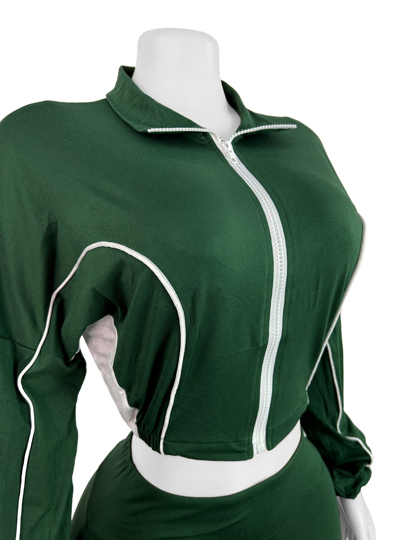 Contrast Zip Patchwork Sport Two Piece Pants Set 9