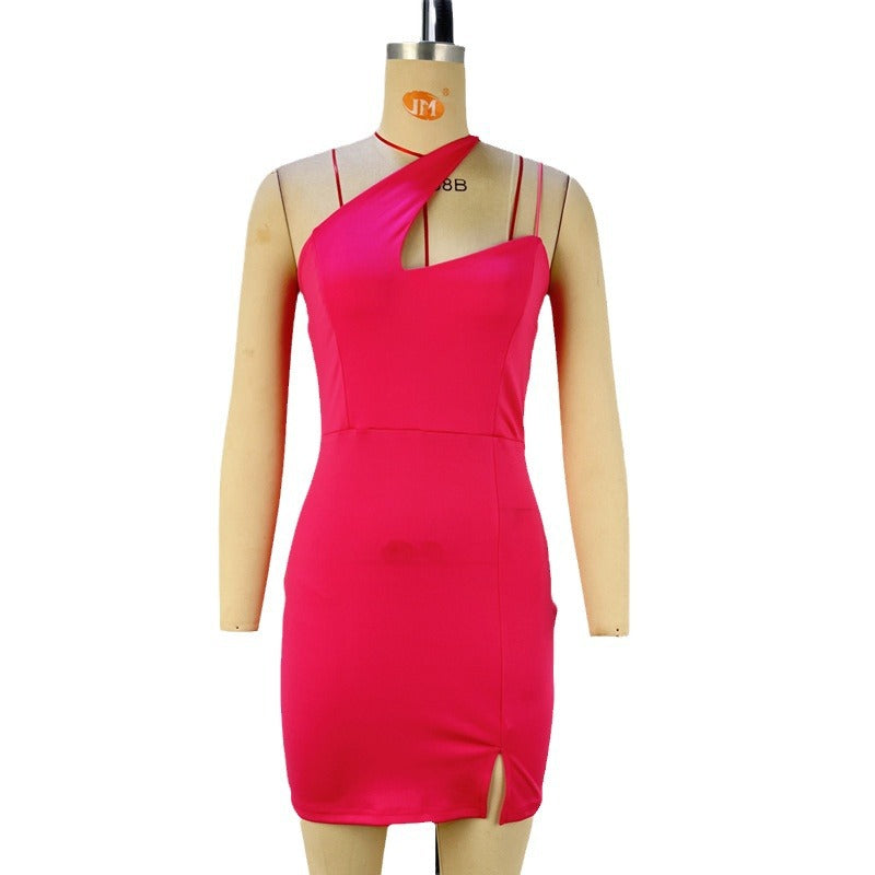 Women Sexy Irregular Off-Shoulder Bodycon Strap Dress 8