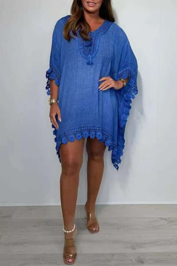 Women Bat Sleeves hollow casual dress