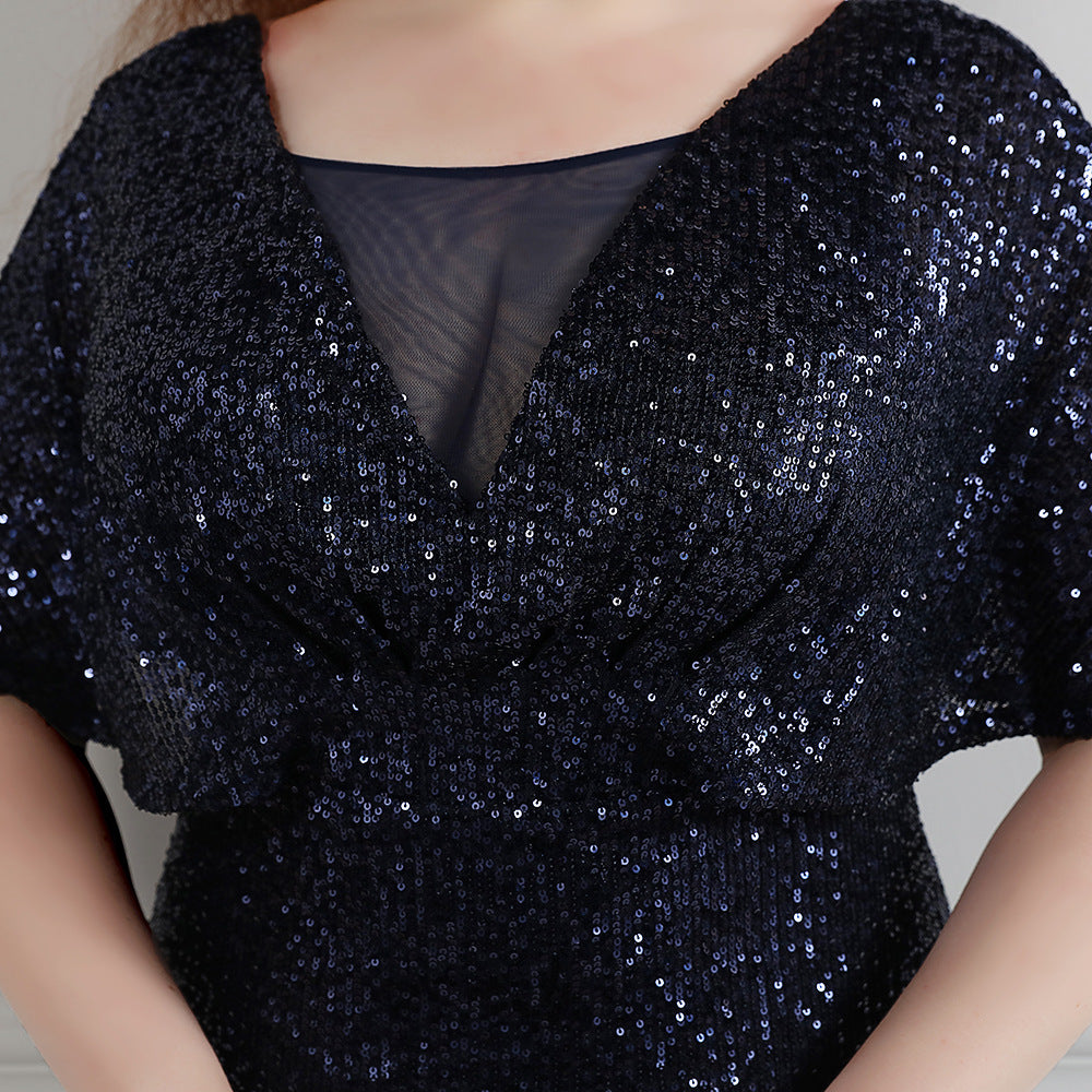 Spring and Summer Plus-Size Long Sequin Formal Party Evening Dress 32
