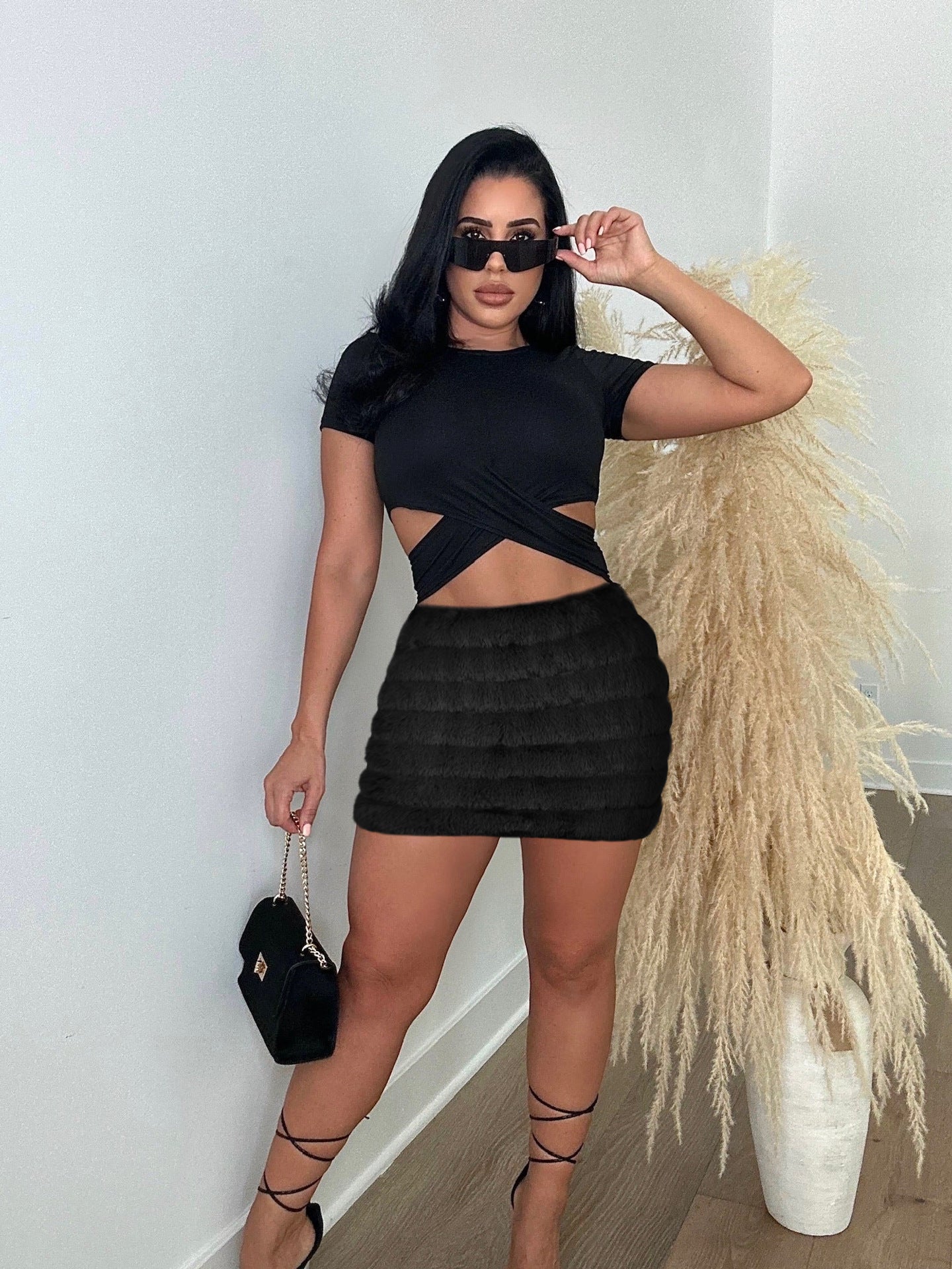 Women autumn and winter zipper plush skirt 7