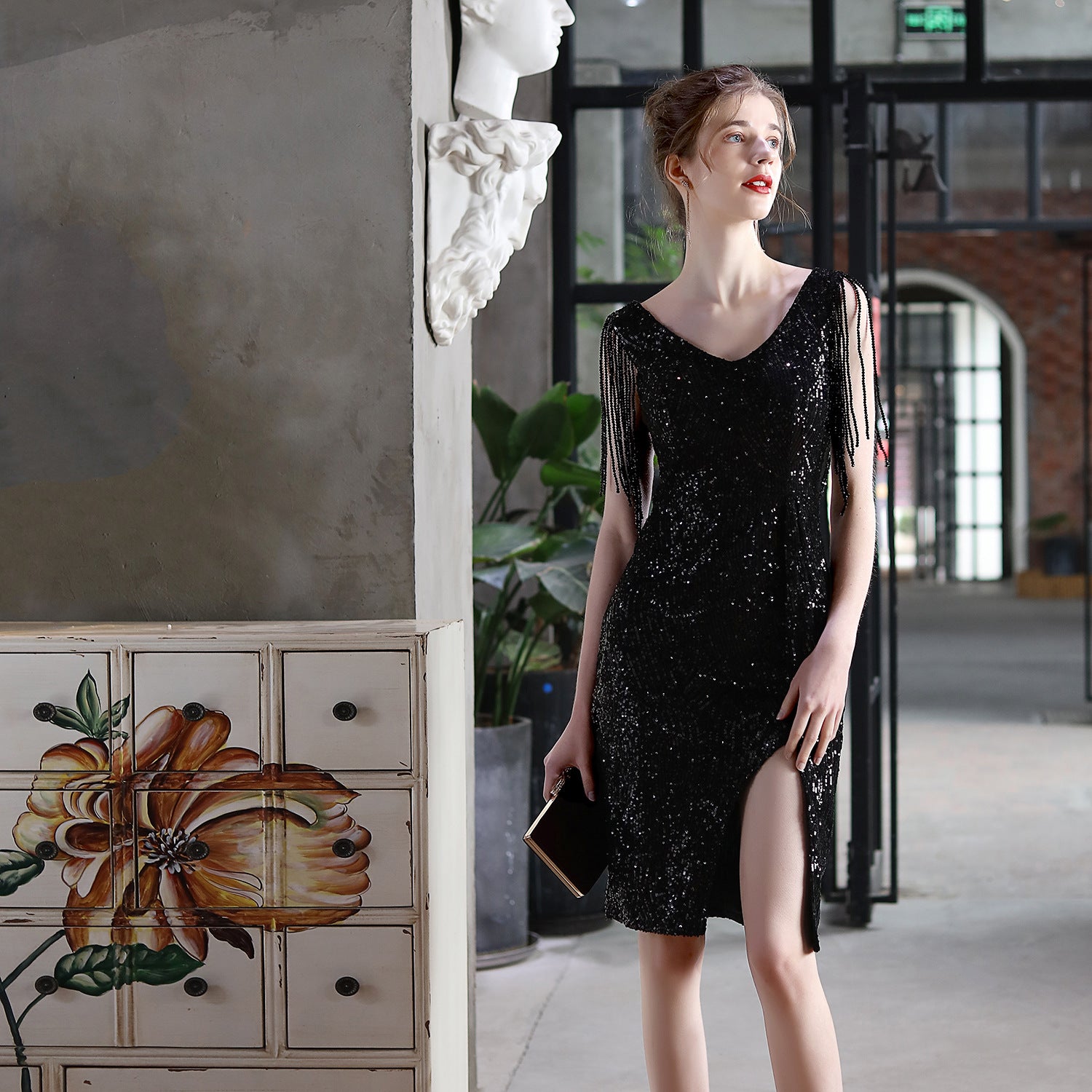 Formal Party Evening Dress Female Sequins Short Dress Party Dress 4