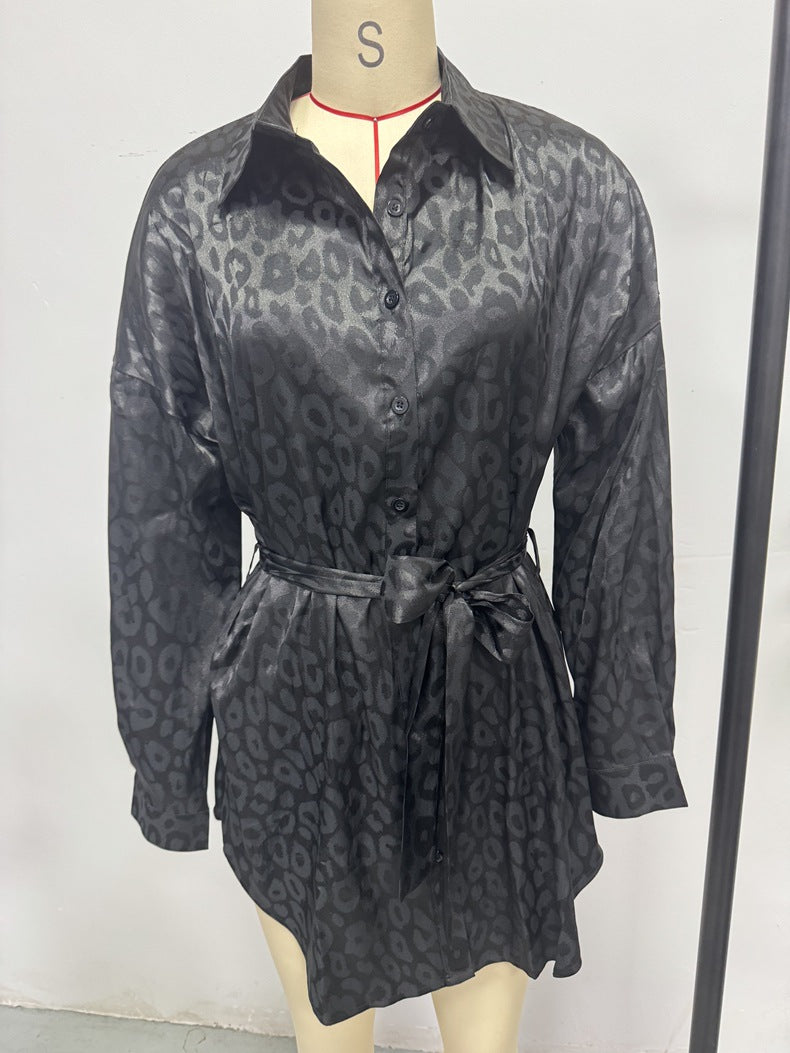 Women Fall Leopard Print Long-Sleeved Shirt 12