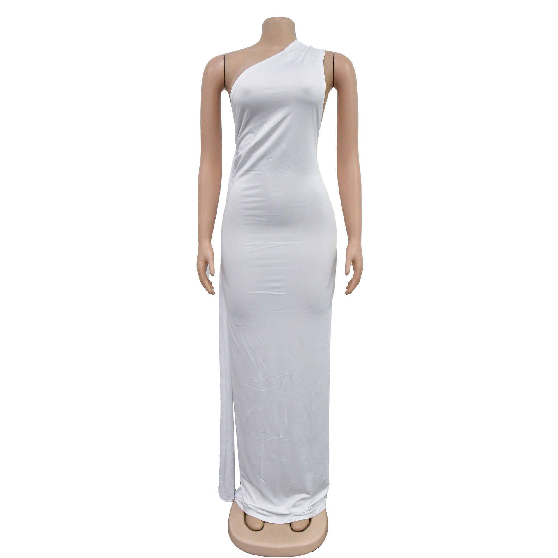 Women's Fashion Solid Color Low Back Pleated Irregular Maxi Dress For Women 20