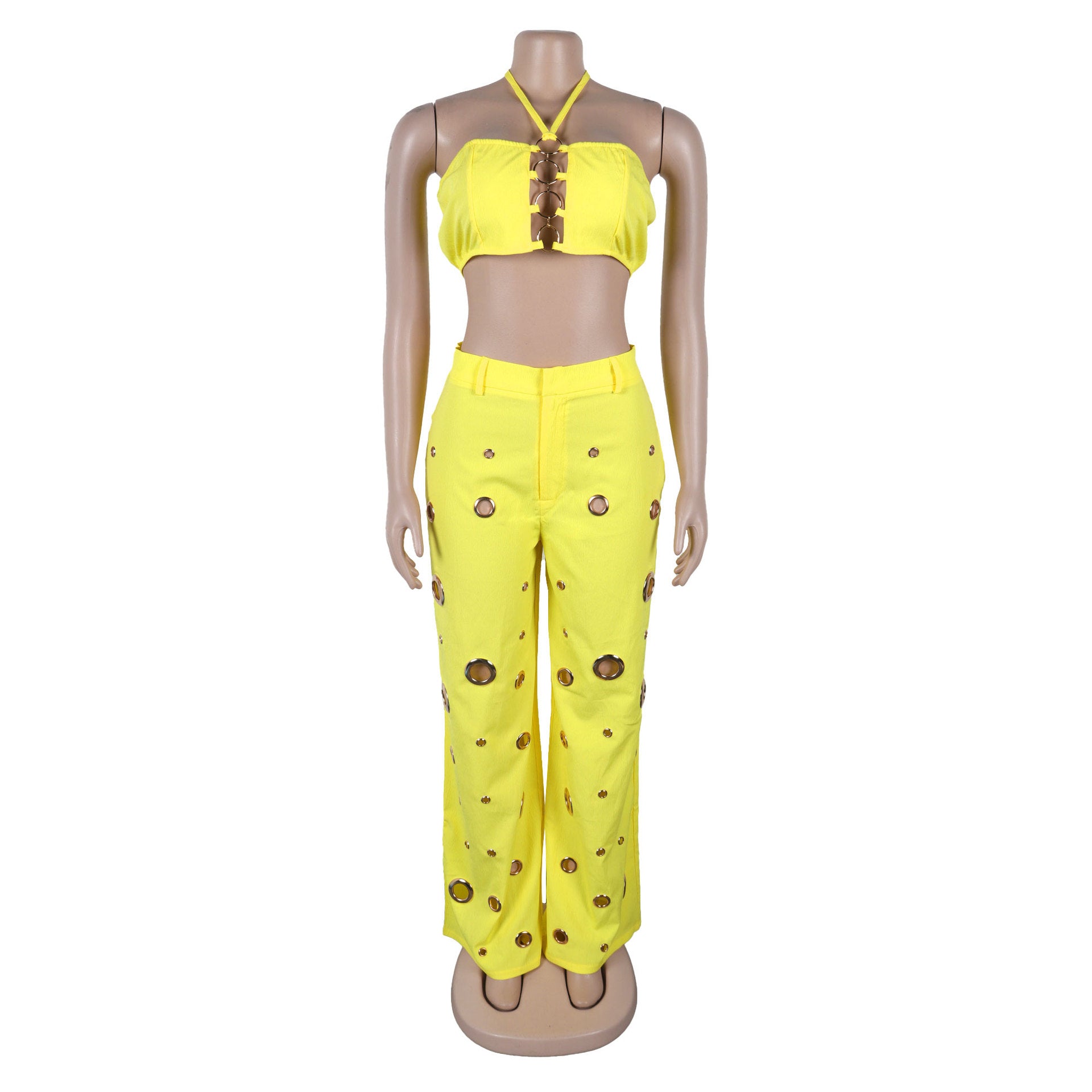 Women Sexy Top and Ripped Pants 2-piece Set 17