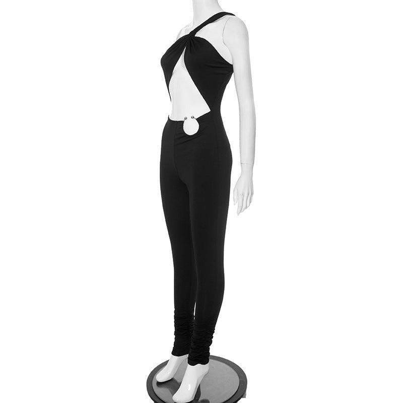 Women Sexy Hollow One Shoulder Yoga Jumpsuit 7