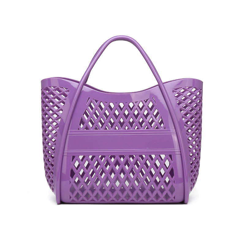 PVC Bag Shopping Basket Bag Bathing Washing Large Capacity Hollow Handheld Beach Bag 4