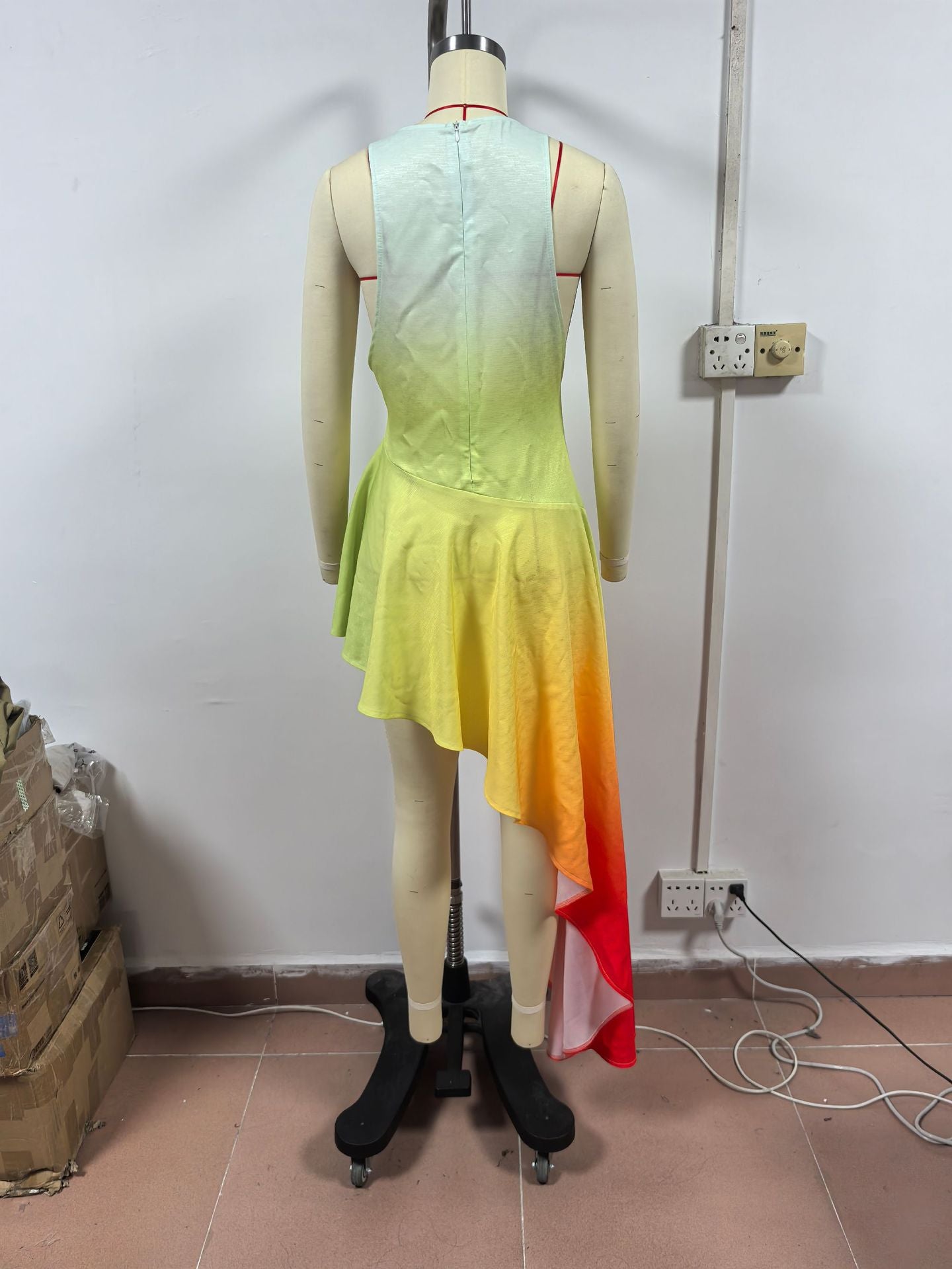 Women autumn sexy Holidays printed gradient strap dress 9