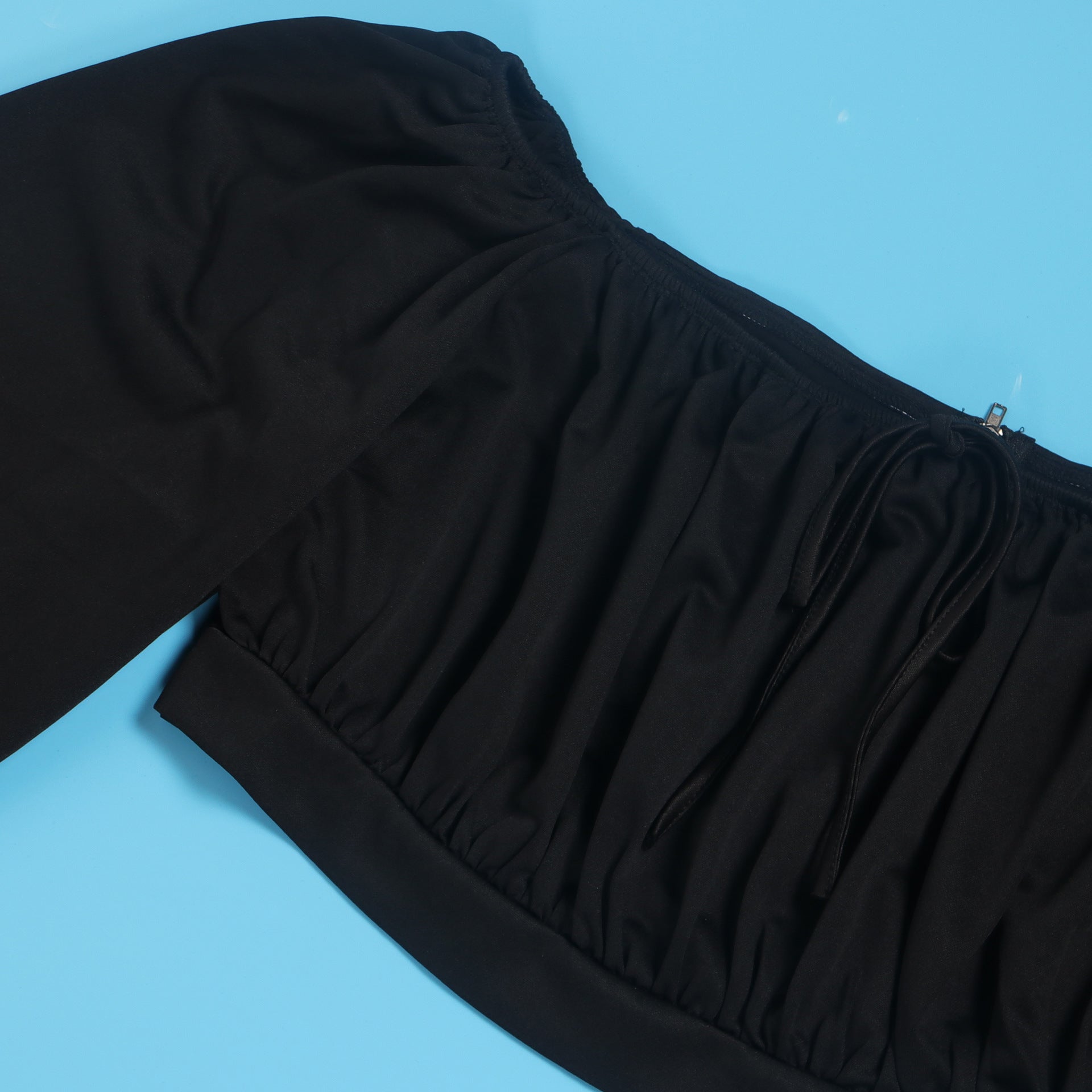 Plus Size Women Sexy Off Shoulder Balloon Sleeve Top and Skirt Two-Piece Set 35