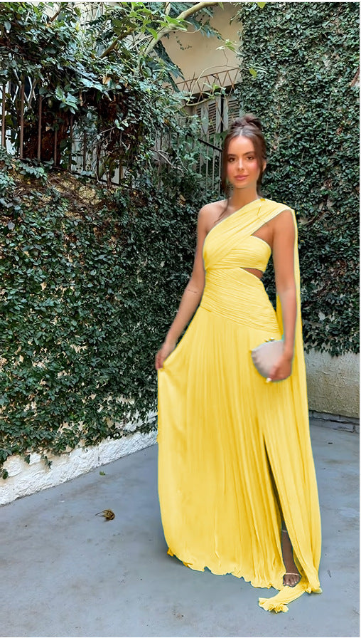 Women Strapless Pleated Ribbon Slit Dress 12