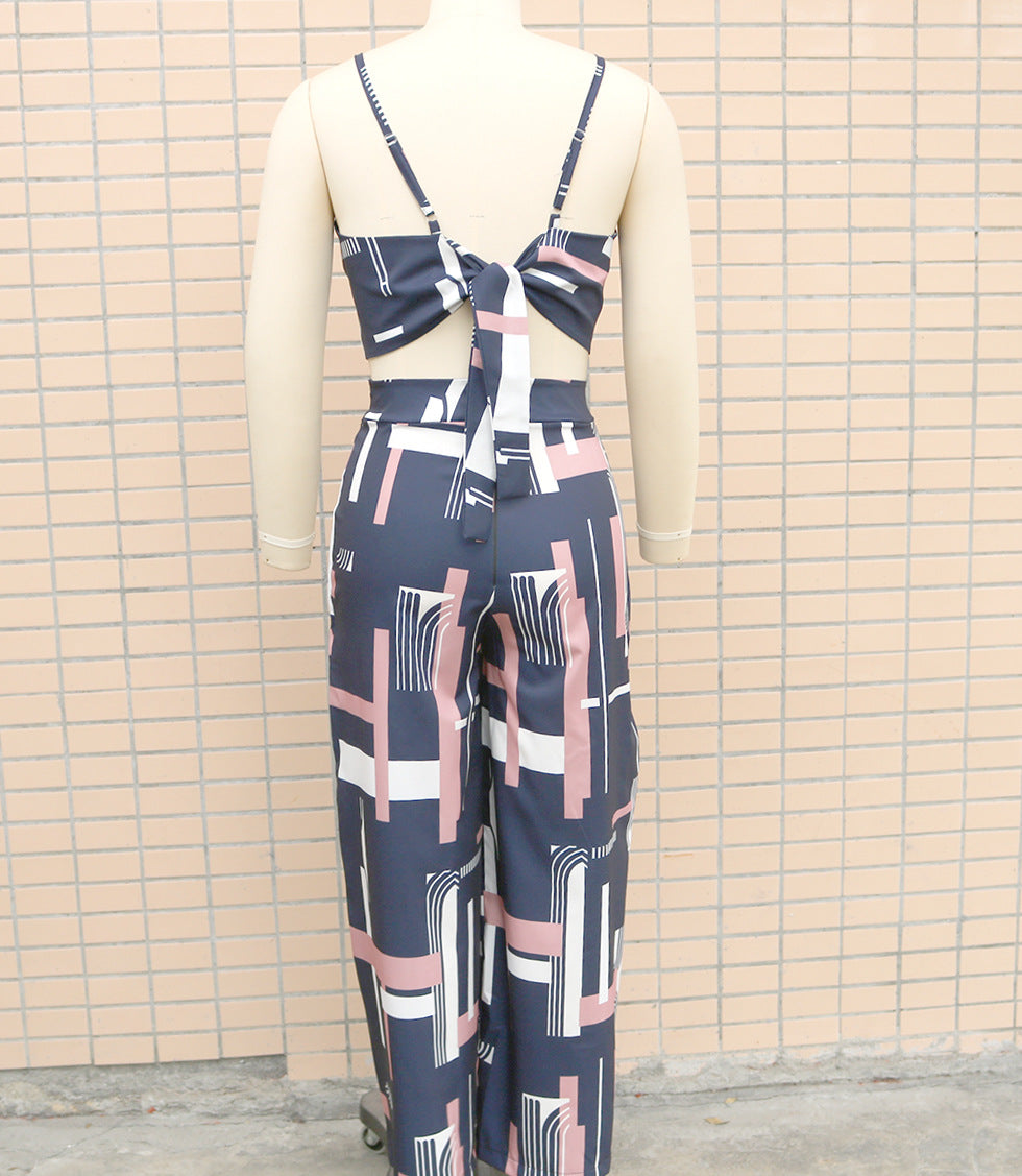 Women's fashion print Casual two-piece trousers Set 12