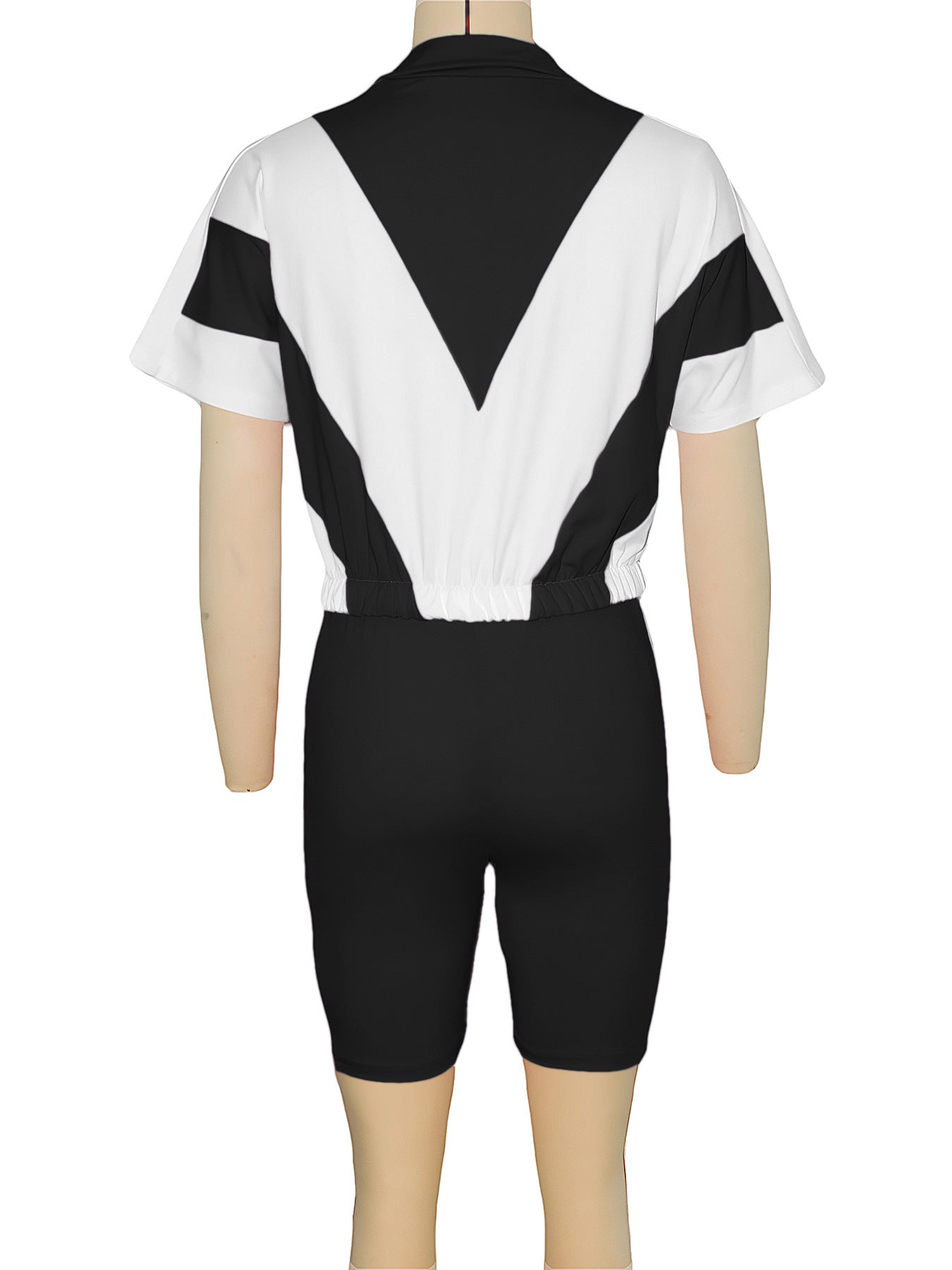 Women contrast color sports Casual short-sleeved Top and shorts two-piece set 20