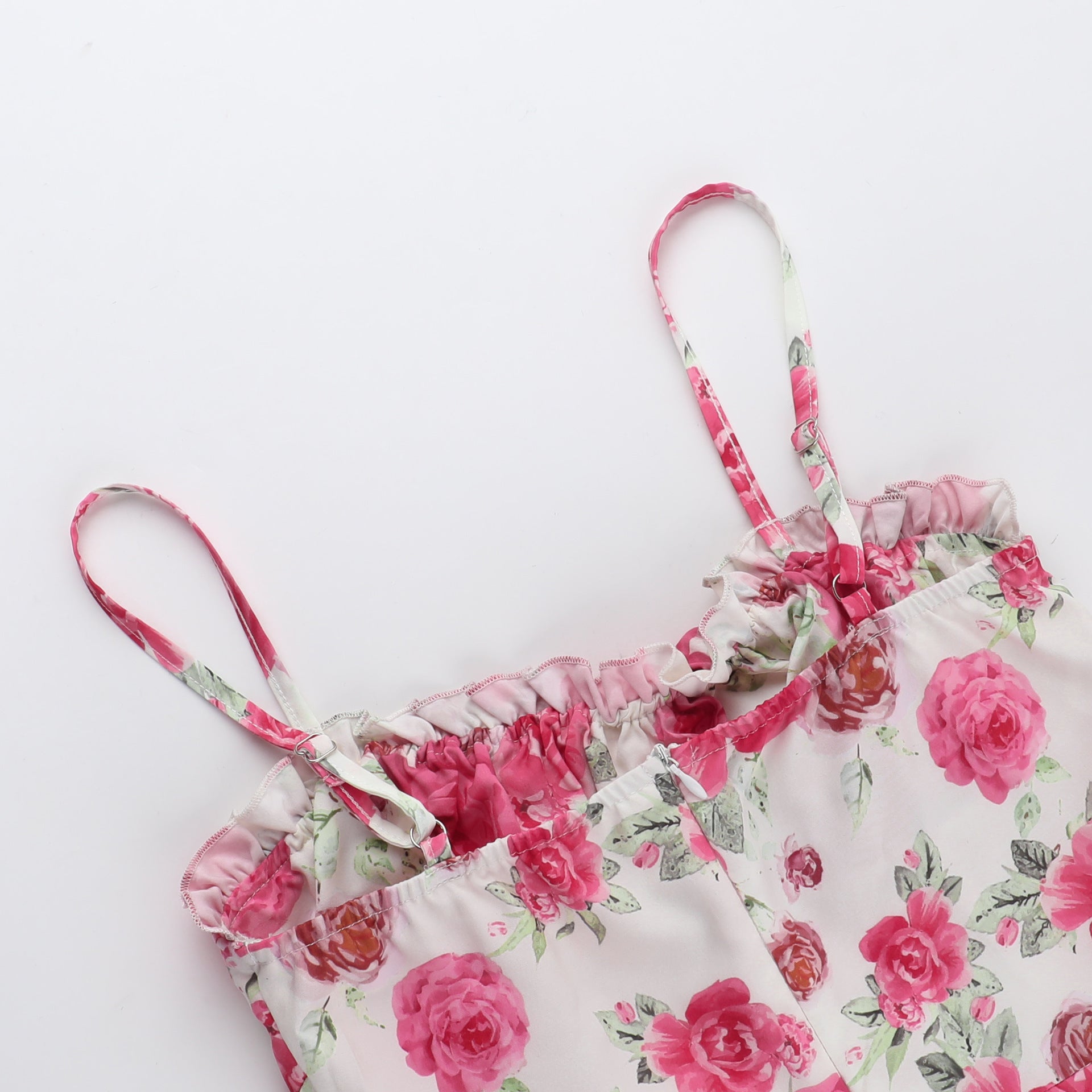 Women summer sexy rose print suspender dress 11