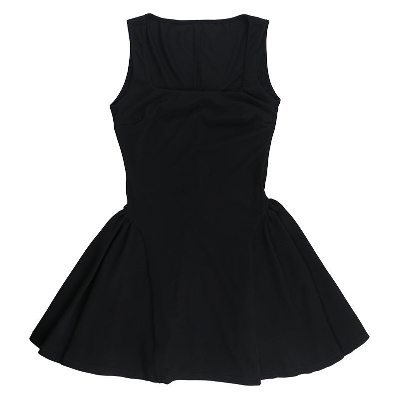 Summer Slim Waist A-Line Low Back Chic Women Strap Dress 8