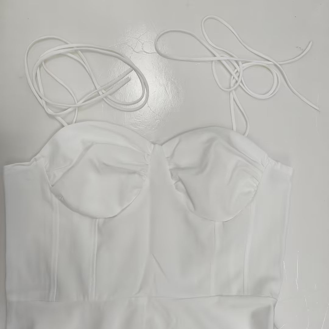 Women spring elegant solid suspender sexy dress 12