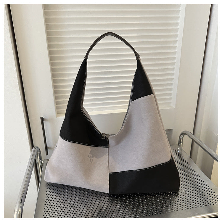 Casual Women's Canvas Bag Fashionable Handbag Crossbody Bag Trendy Patchwork Contrasting Shoulder Bag 16