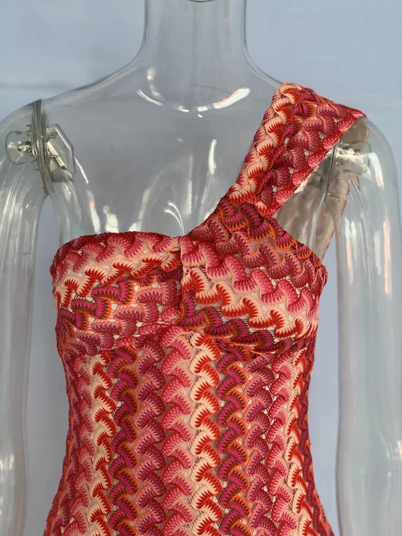 Women Lace Slash Shoulder Beach Holidays Dress 9