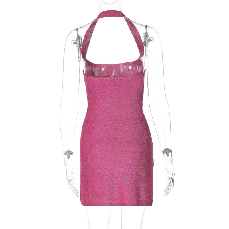 Women Halter Neck Slit Bodycon Dress 13
