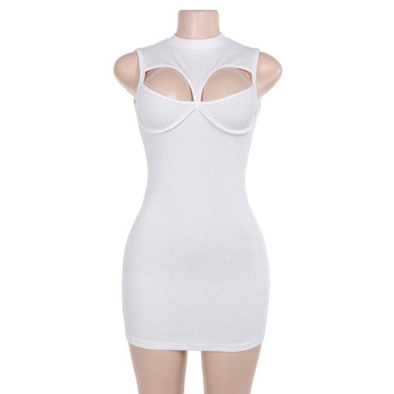 Hollow Knitting Sleeveless Summer Slim Bodycon Short Dress 6