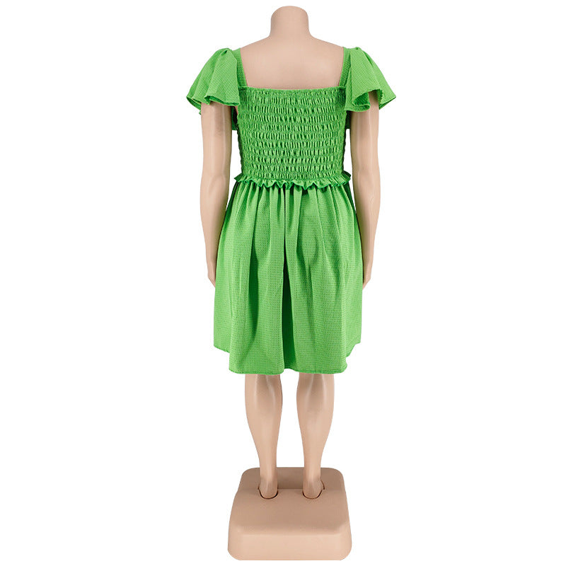 Plus Size Summer Women's Off Shoulder Short Sleeve Casual Swing Dress 22