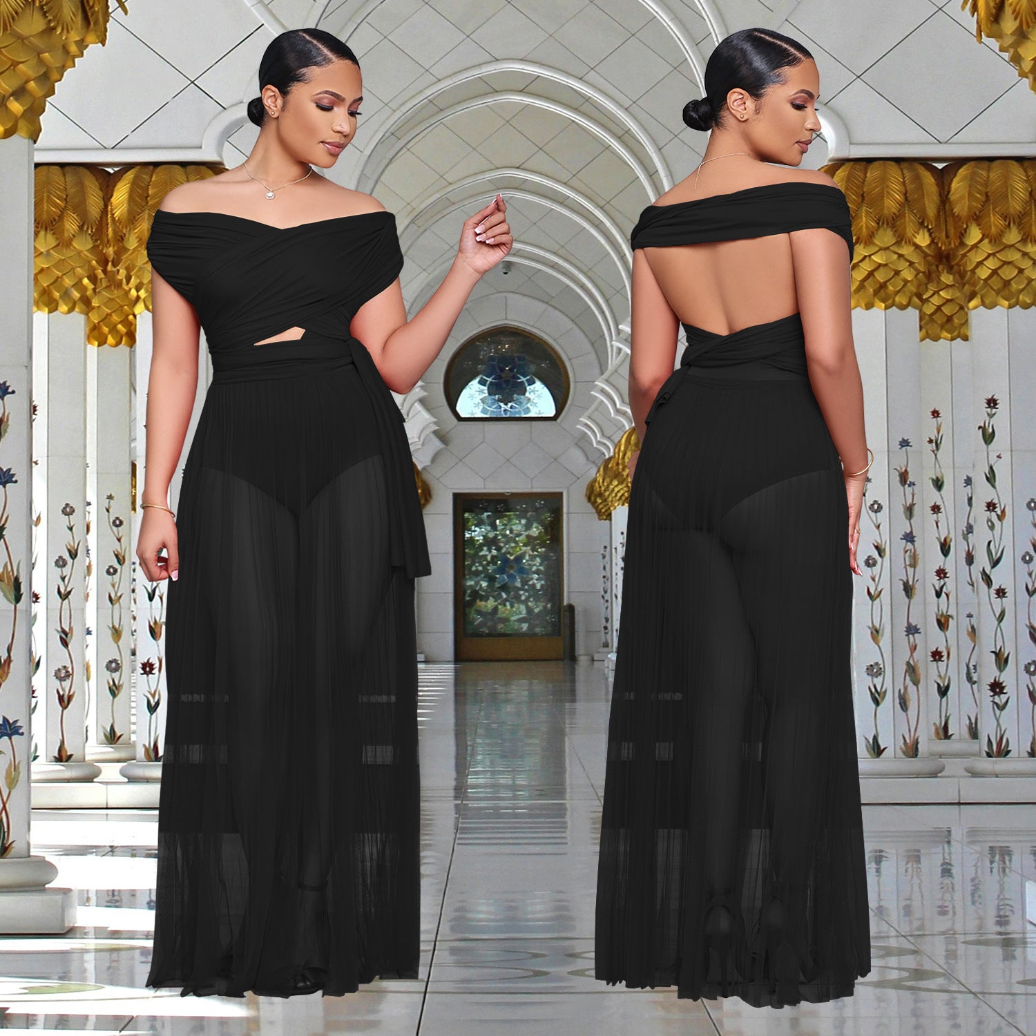 Women Sexy Top and Long Skirt Two-piece Set