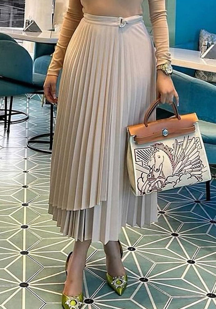 Women Summer Lace-up Irregular Long Skirt