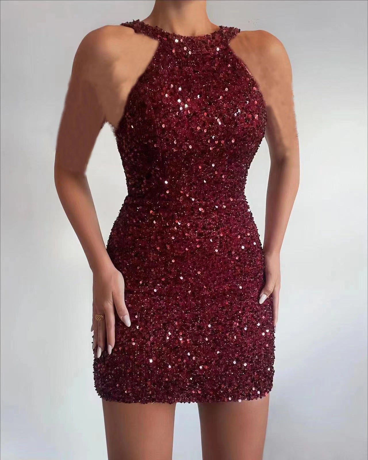 Trendy Sexy Crystal Sequin Bodycon Dress Evening Gown 3