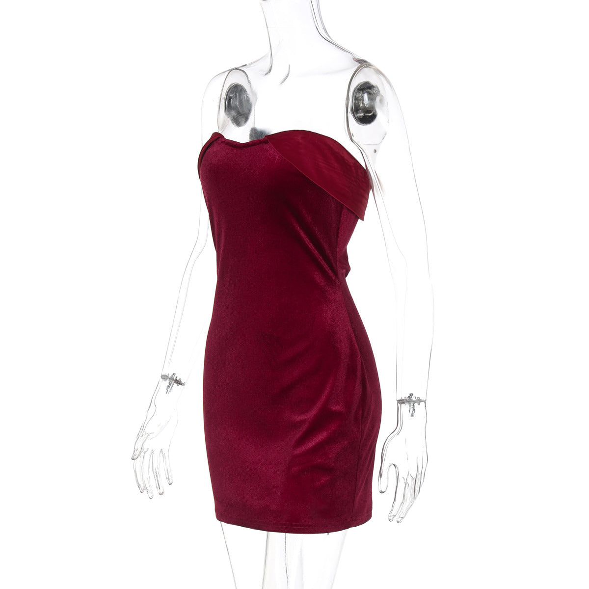 Women's Summer Sexy Strapless Solid Color Bodycon Dress 9